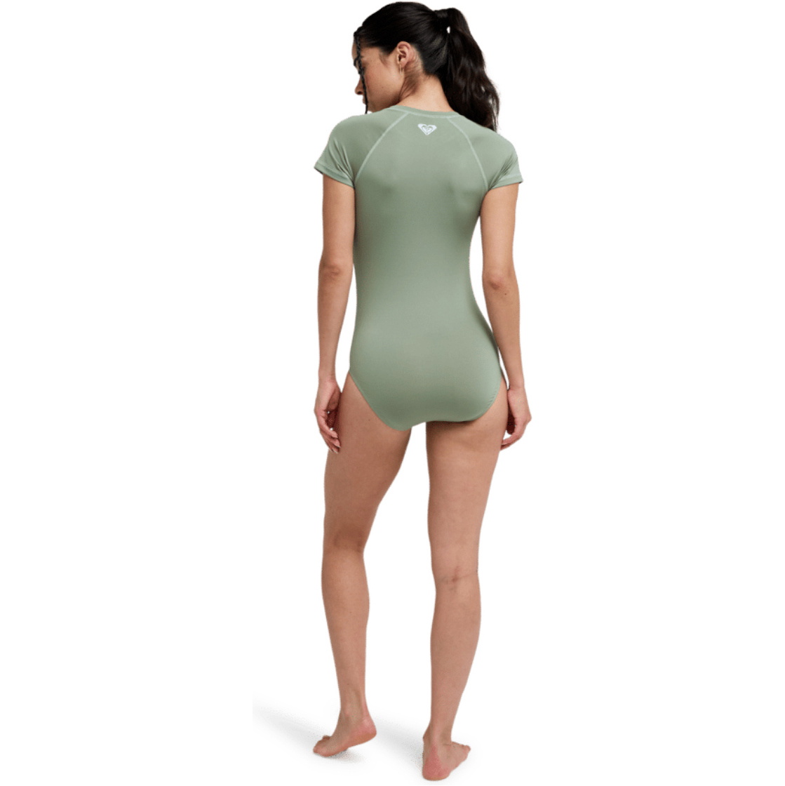 2026 Roxy Femmes Combinaison De Surf à Manches Courtes Et Fermeture éclair Essentials ERJWR03916 - Oil Green